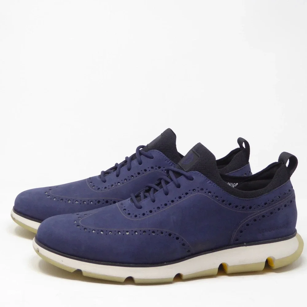 Cole Haan Mens 4.Zerogrand Wingtip Oxfords Blue Nubuck C31887 Size 13